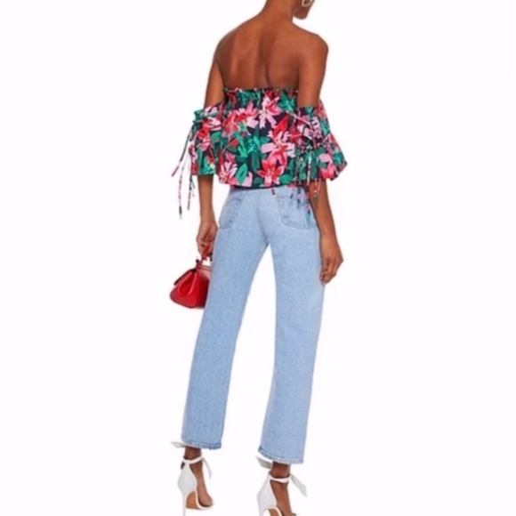 Marissa Webb  Garnet Lilly Print Leona Off Shoulder Top Small Cotton $298 Resort - Picture 3 of 11